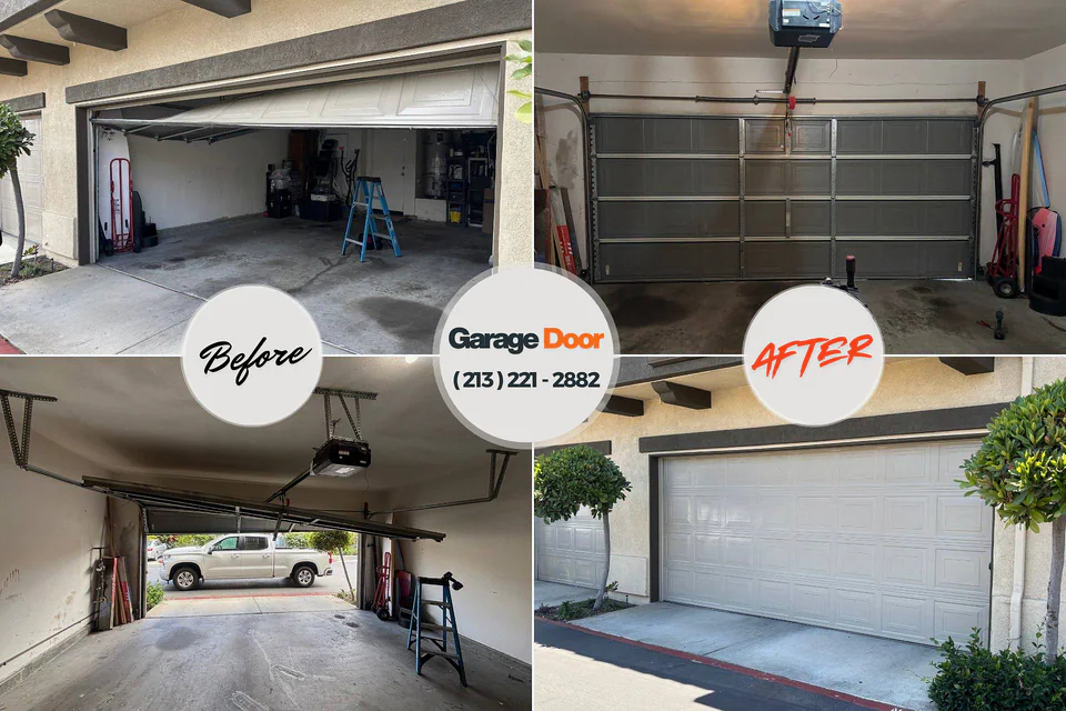 Before and after: garage door repair Lake Arrowhead, ME